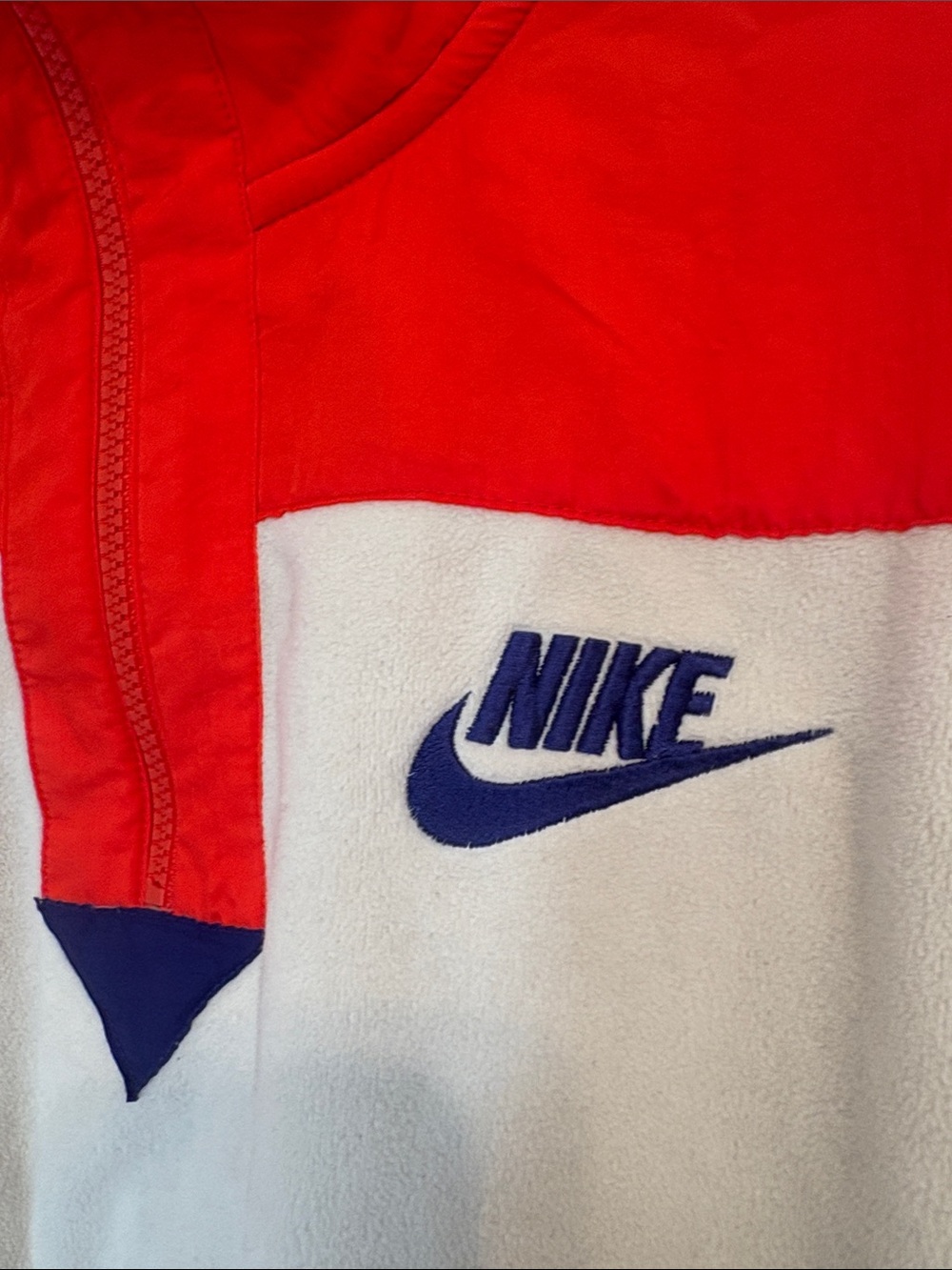 Nike Red, Cream & Navy Colorblock Fleece Half-Zip Pullover - Picture 2 of 5